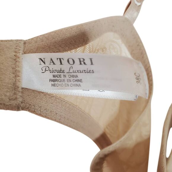 Natori Private Luxuries Underwire Lace Overlay Nursing Bra Nude Size 38 C - Picture 8 of 12